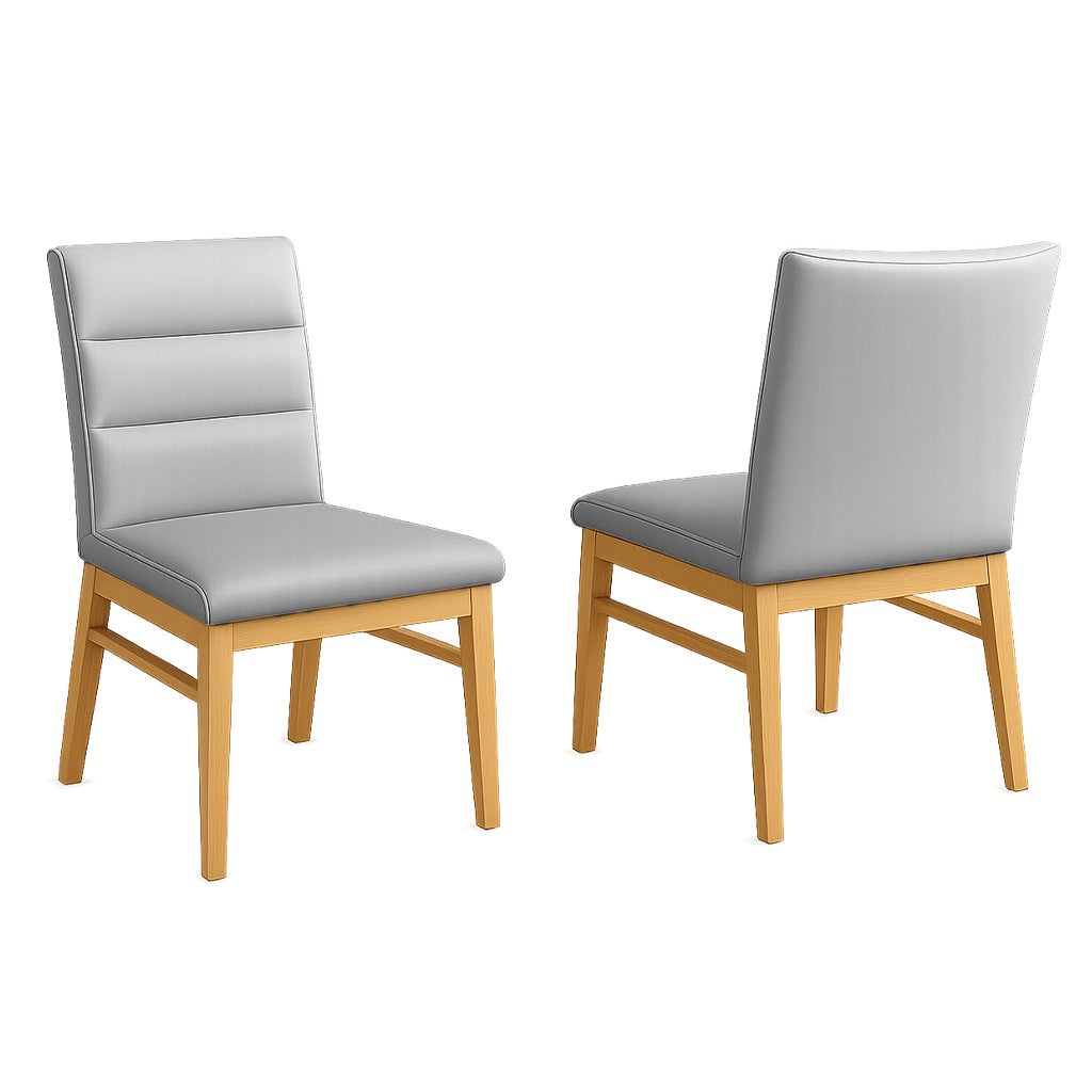 Boss Leather Dining Chair-Grey Leather with Clear Stain Legs