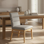 Boss Leather Dining Chair-Grey Leather with Clear Stain Legs