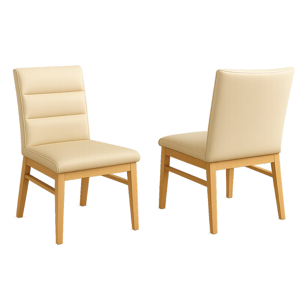 Boss Leather Dining Chair-Light Mocha Leather with Clear Stain Legs