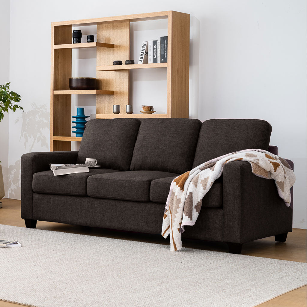 Brooklyn 3 Seater Fabric Sofa-Raven