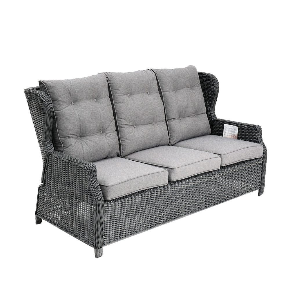 Buenos Aires 3 Seater Castle Grey Wicker Grey Cushion