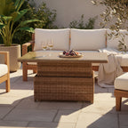 Buenos Aires Outdoor Wicker Up & Down Table with Glass Top