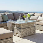 Buenos Aires Outdoor Wicker Up & Down Table with Glass Top