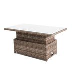 Buenos Aires Outdoor Wicker Up & Down Table with Glass Top