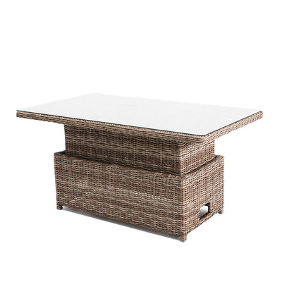 Buenos Aires Outdoor Wicker Up & Down Table with Glass Top hover image