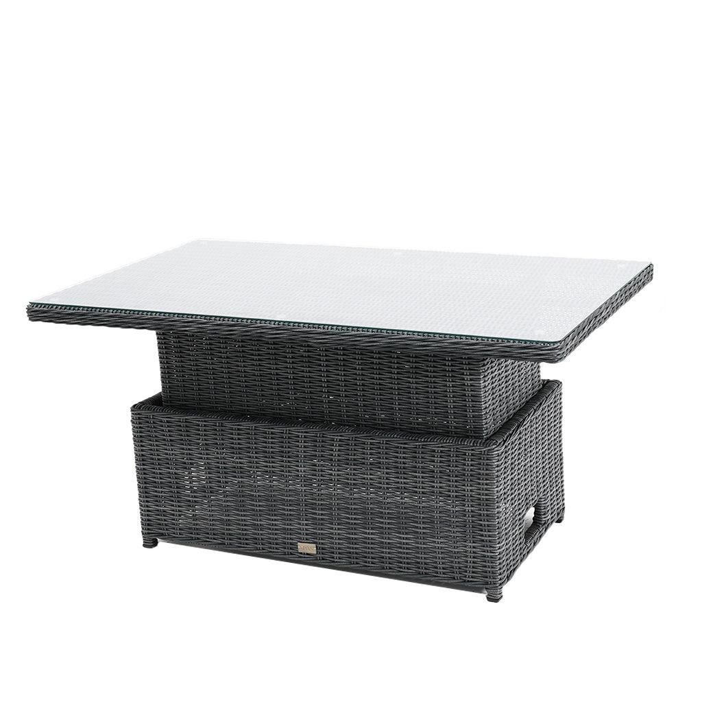 Buenos Aires Outdoor Wicker Up & Down Table with Glass Top