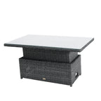 Buenos Aires Outdoor Wicker Up & Down Table with Glass Top