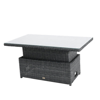 Buenos Aires Outdoor Wicker Up & Down Table with Glass Top
