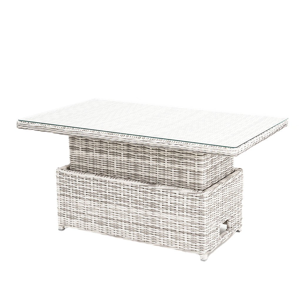 Buenos Aires Outdoor Wicker Up & Down Table with Glass Top