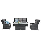 Buenos Aires Outdoor Wicker 4 Piece Recliner Lounge Set
