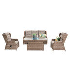 Buenos Aires Full Recliner Set Marina Wicker Taupe Cushion