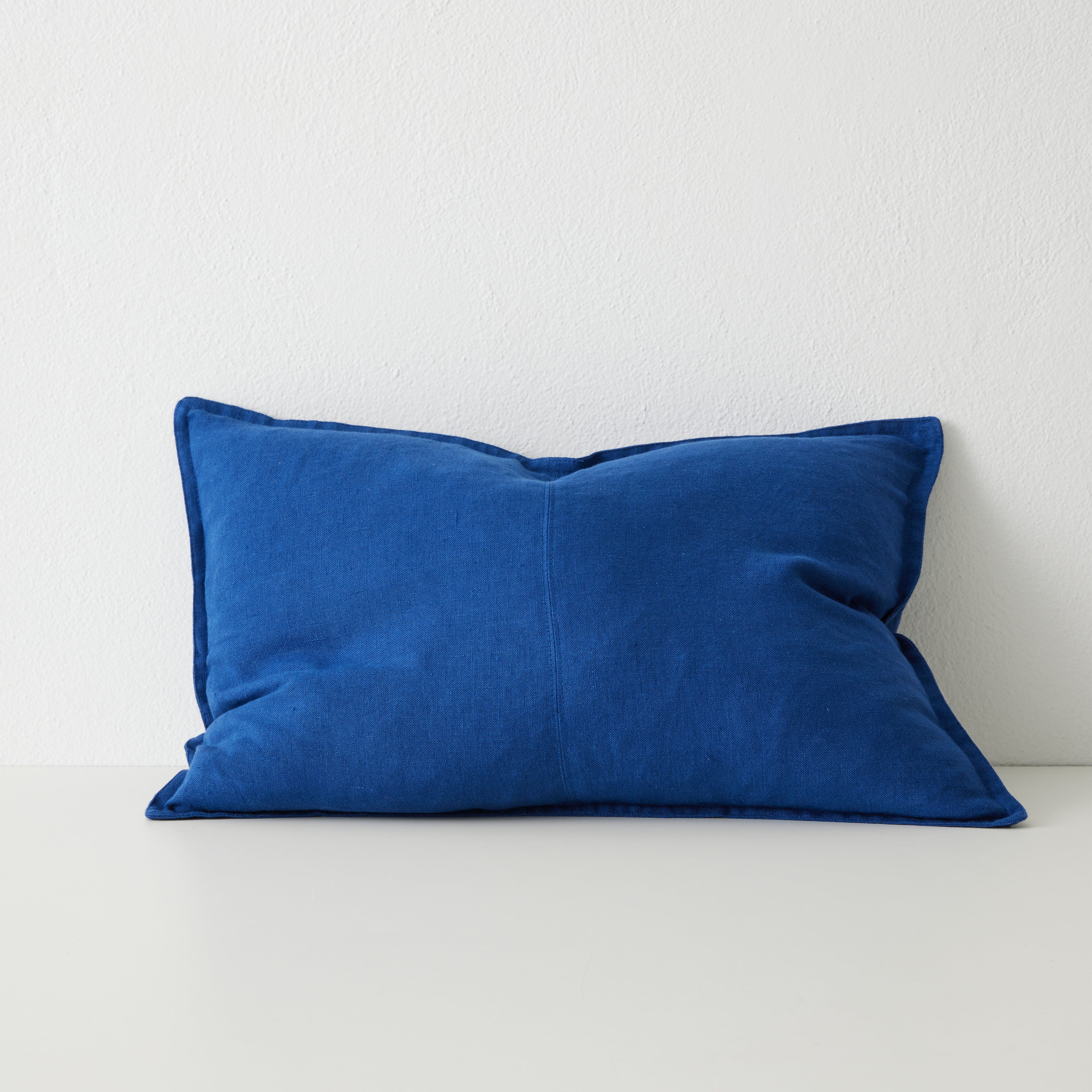 Como Rectangular Linen Cushion 60cm x 40cm-Cobalt