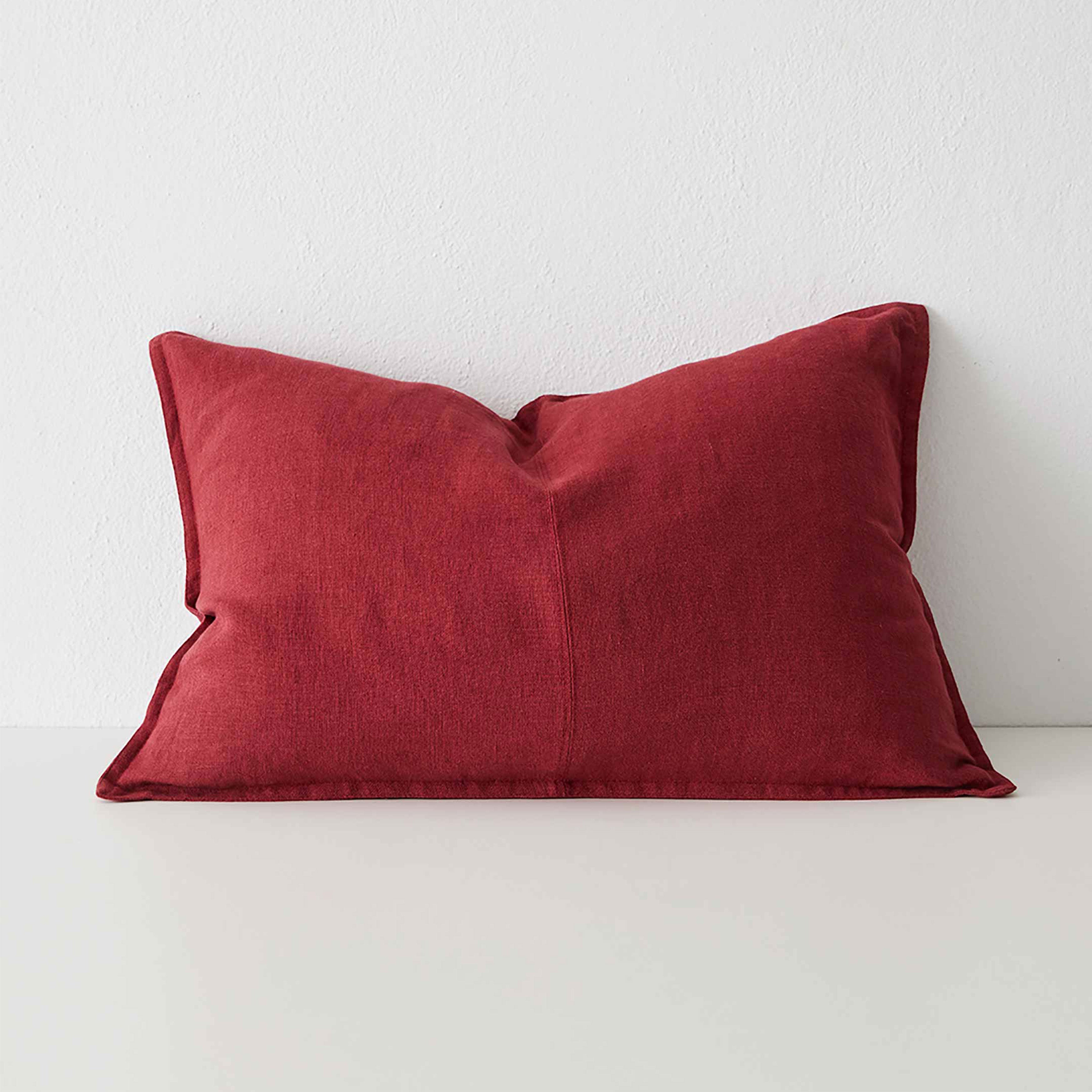 Como Rectangular Linen Cushion 60cm x 40cm-Rhubarb