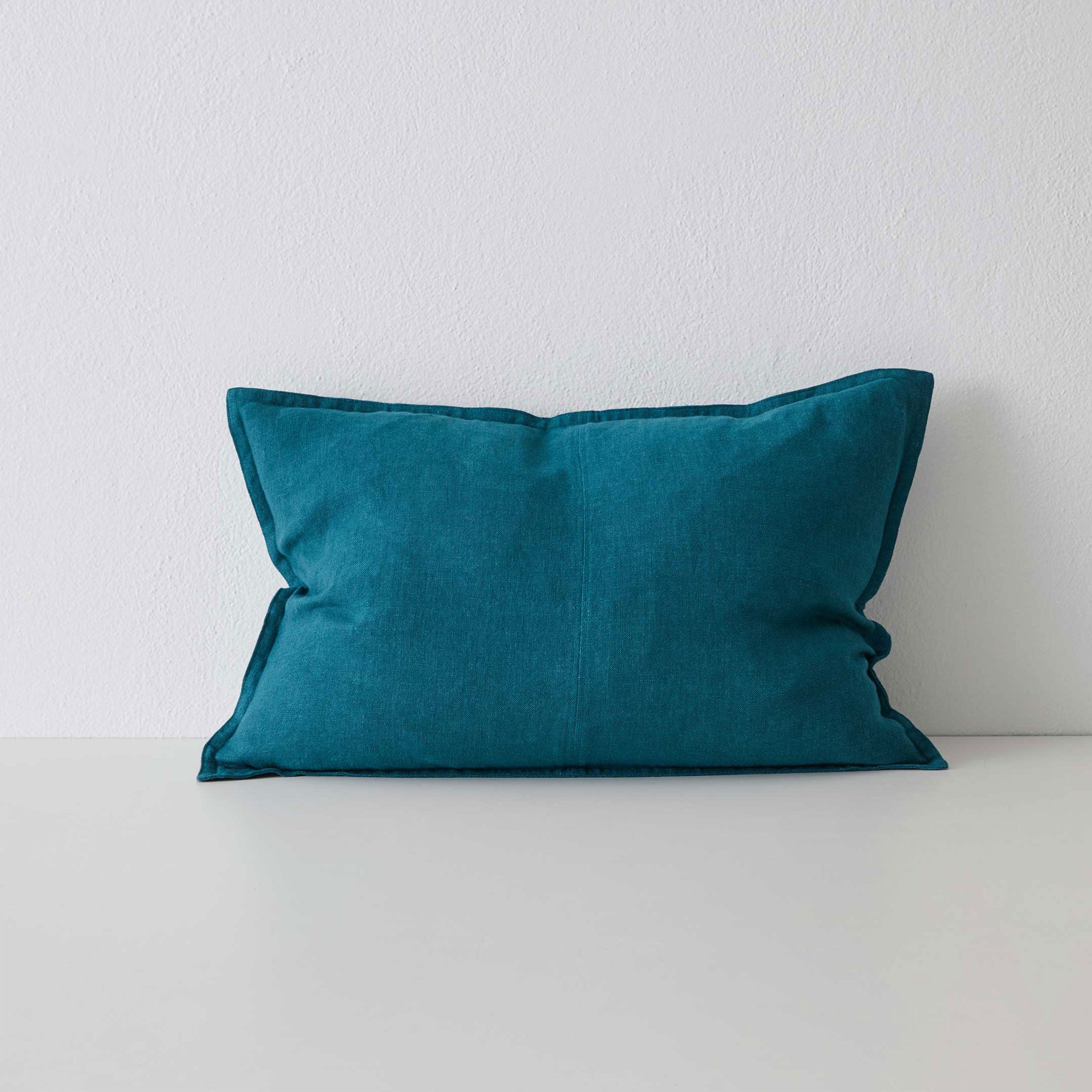 Como Rectangular Linen Cushion 60cm x 40cm-Teal