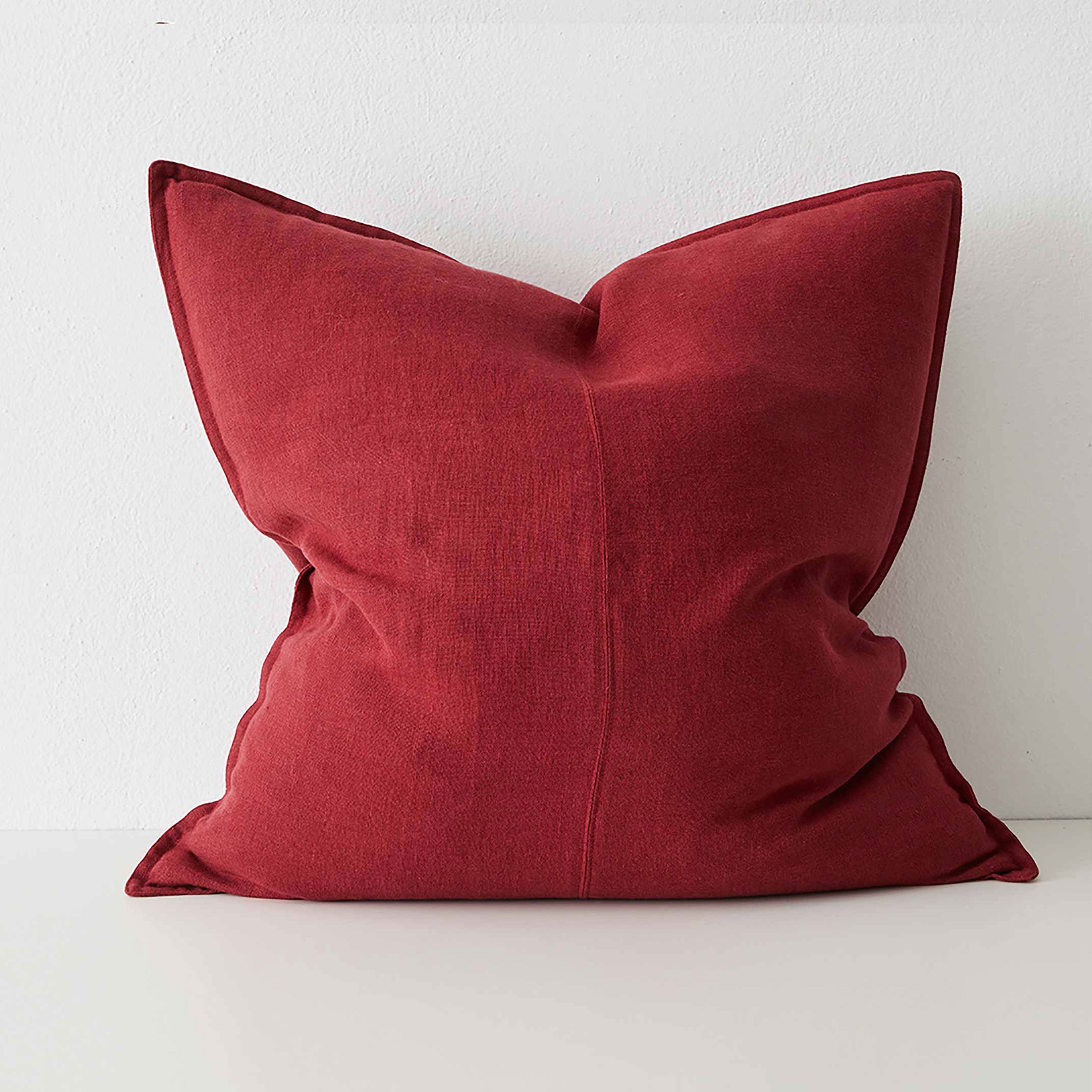 Como European Linen Cushion 60cm x 60cm-Rhubarb
