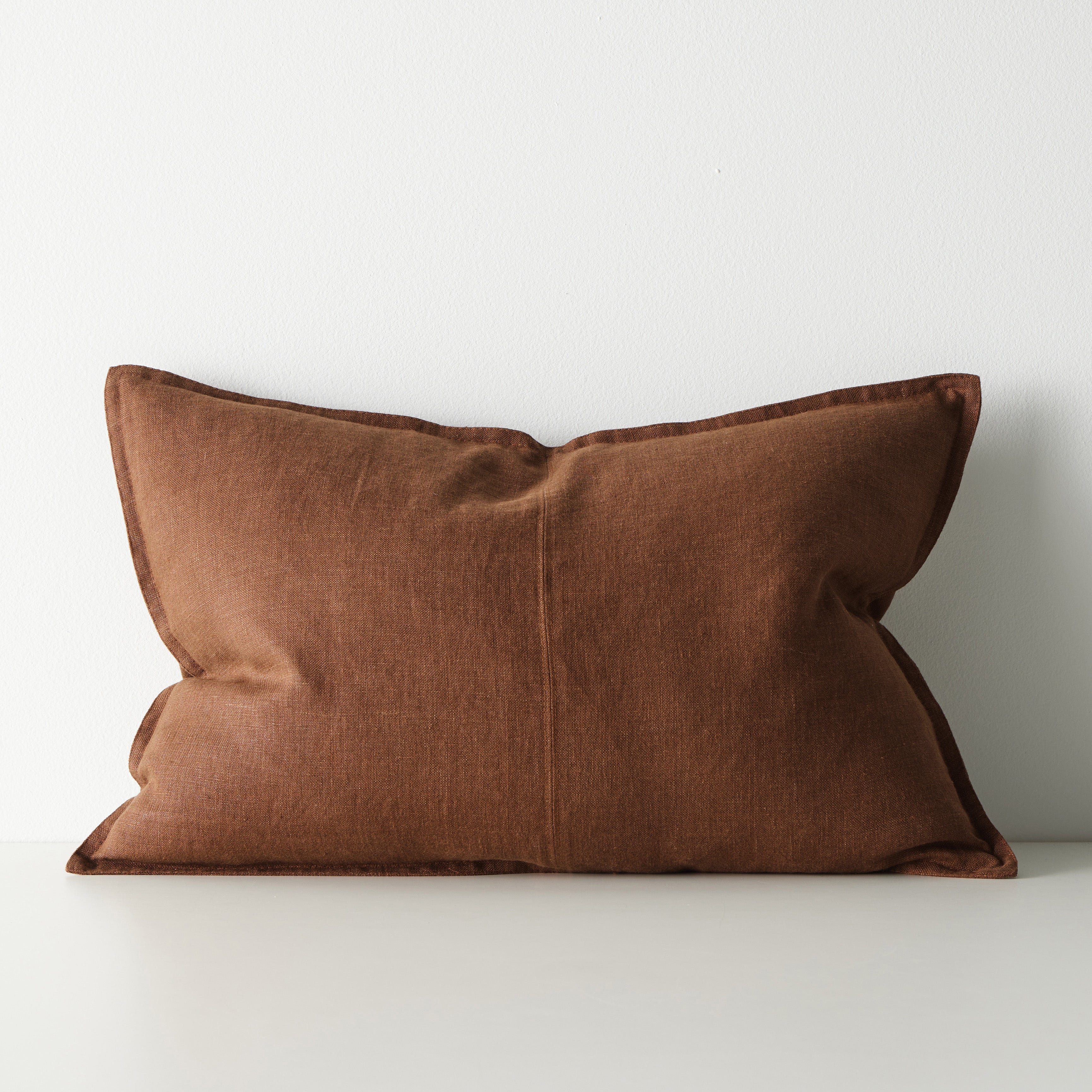 Como Rectangular Linen Cushion 60cm x 40cm-Henna