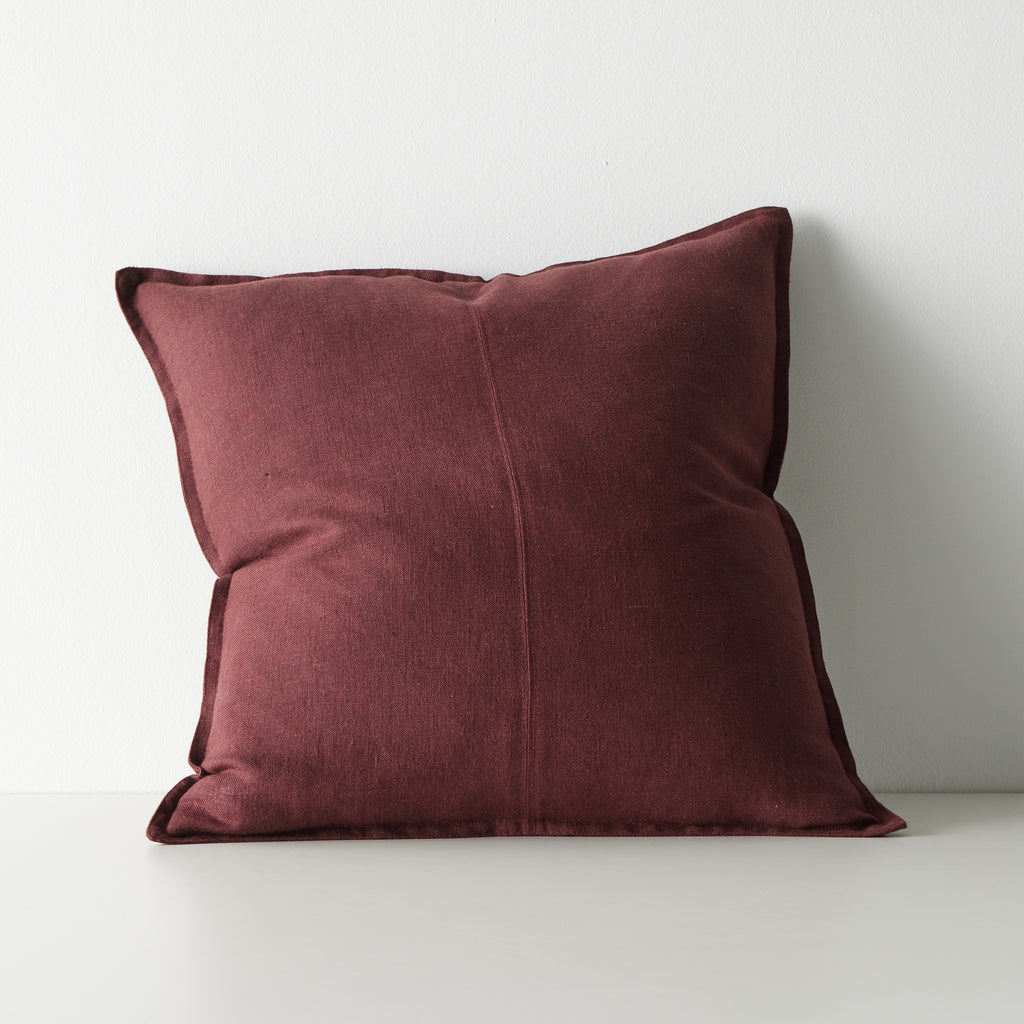Como Square Linen Cushion 50cm x50cm-Garnet