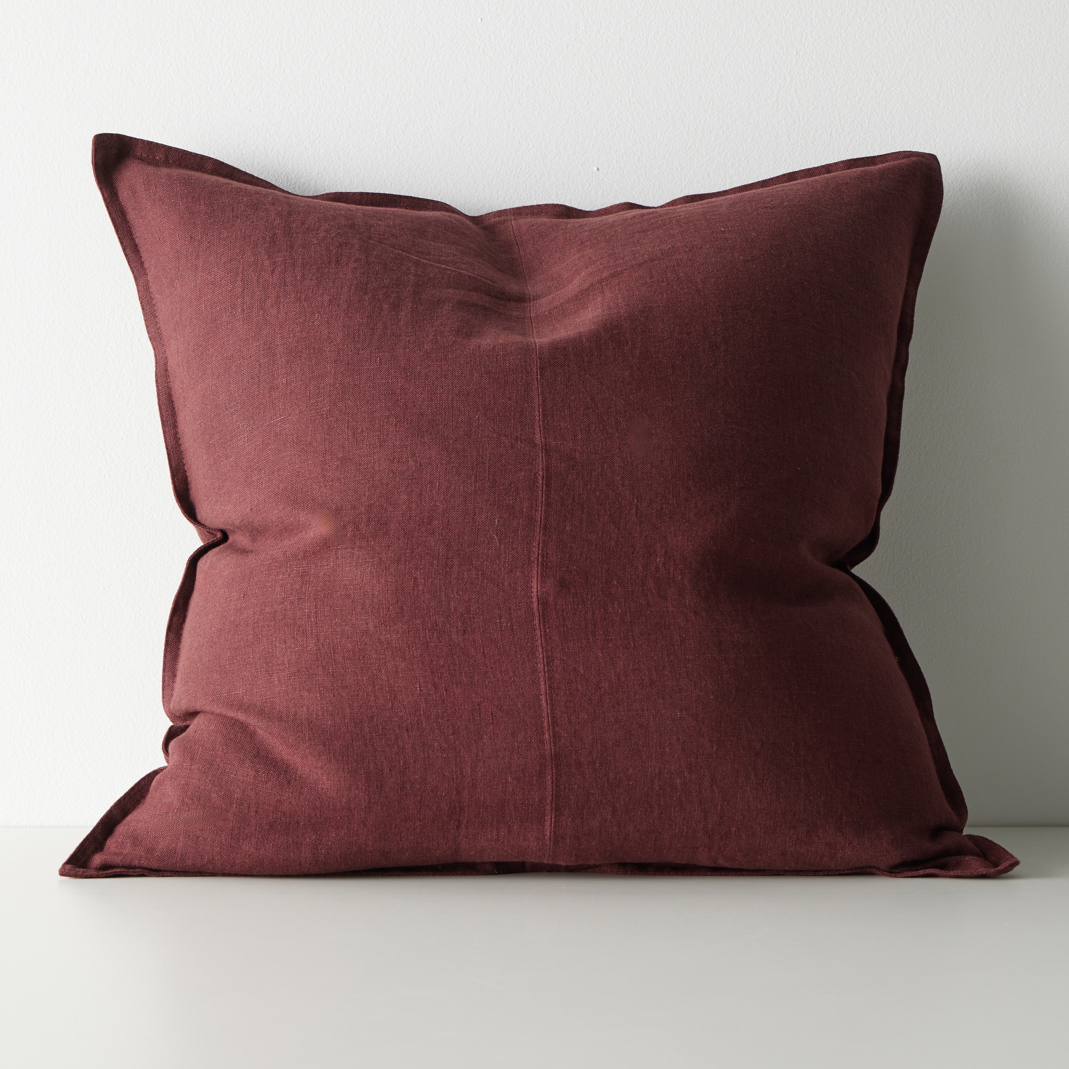 Como European Linen Cushion 60cm x 60cm-Garnet
