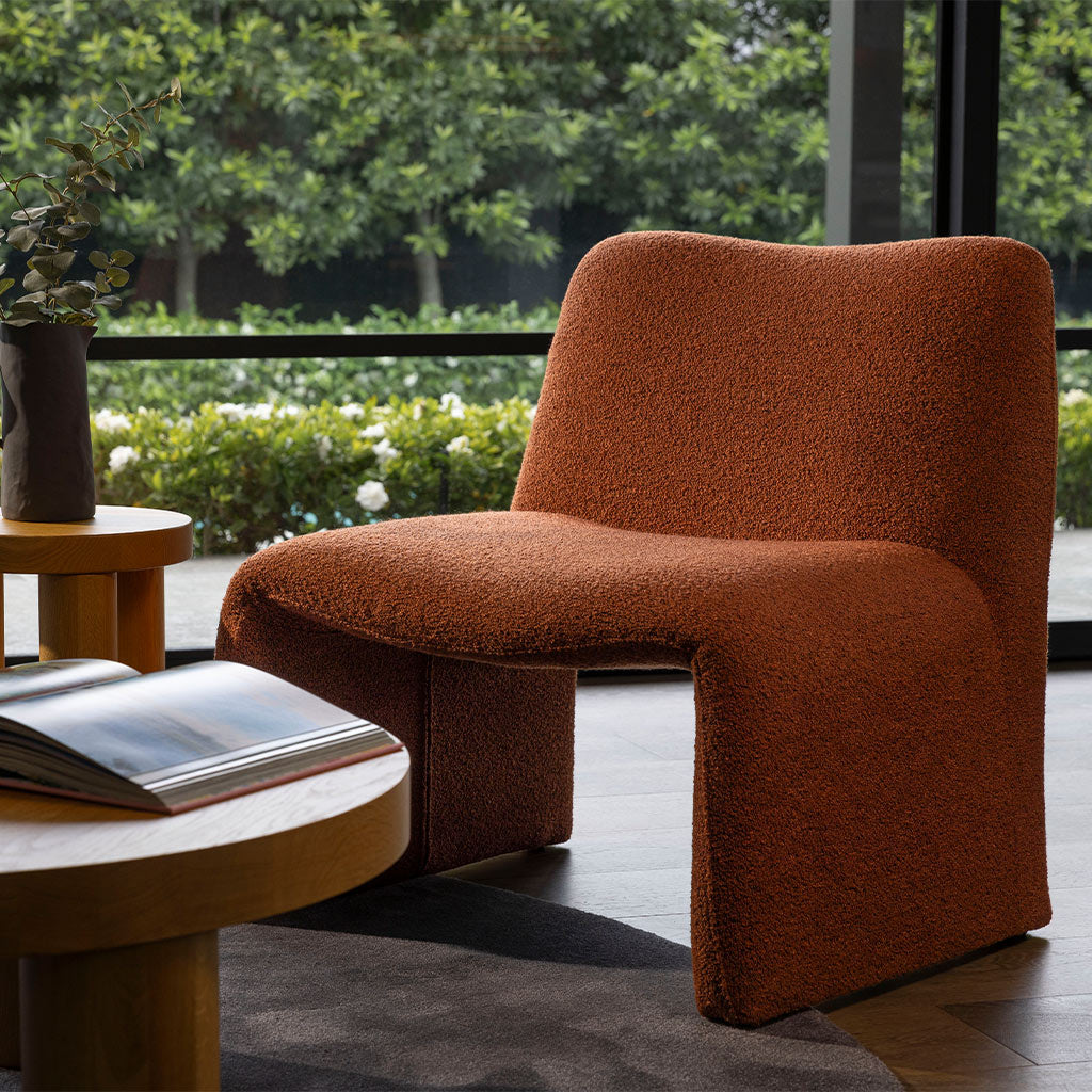 Calais Fabric Accent Chair-Terracotta