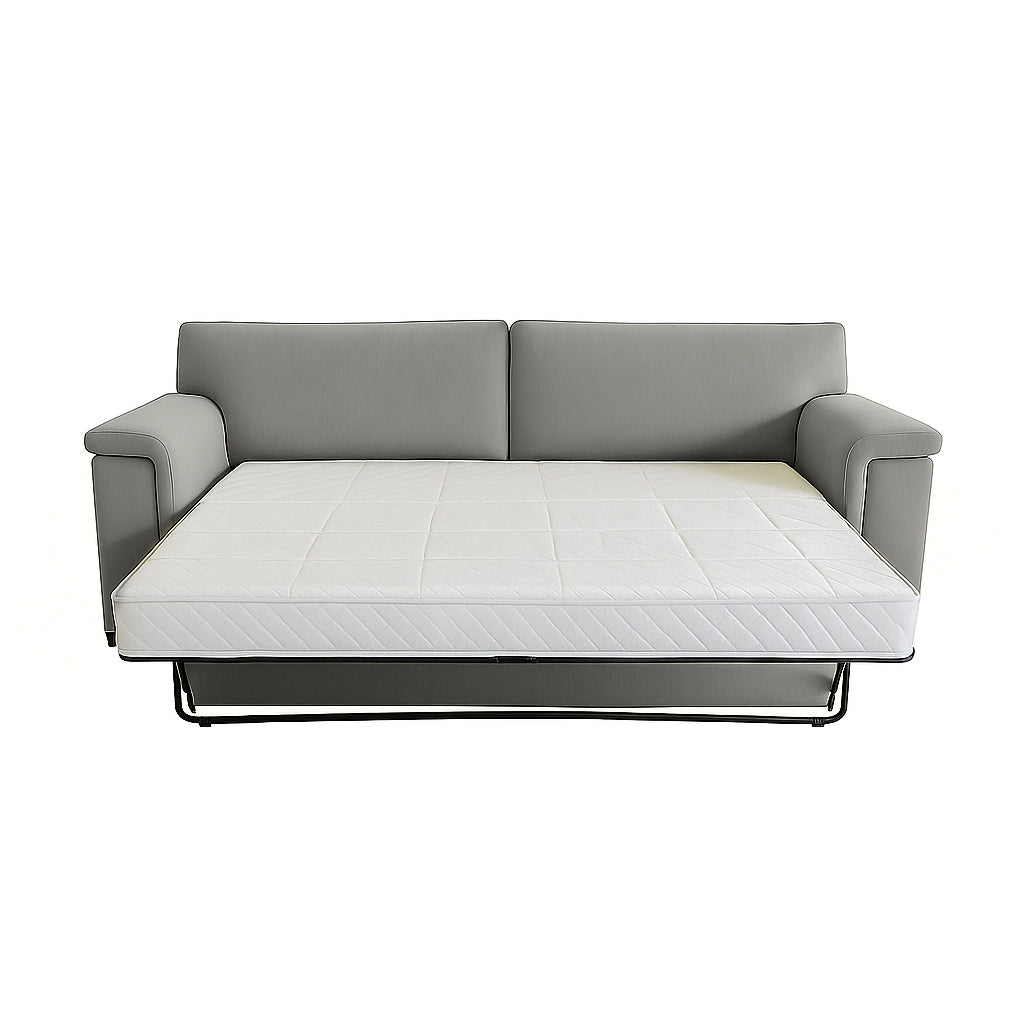 Hudson 2.5 Seater Fabric Double Sofa Bed-Innerspring Standard Mattress in Cement