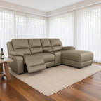 Harlee 3 Seater Fabric Sofa with RHF Chaise and Power Recliner-Mist