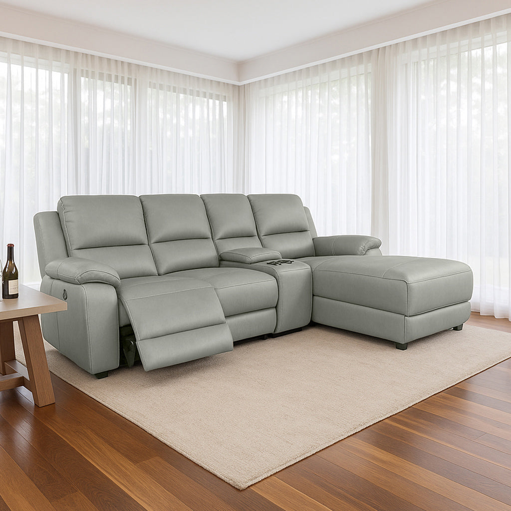 Harlee 3 Seater Fabric Sofa with RHF Chaise and Power Recliner