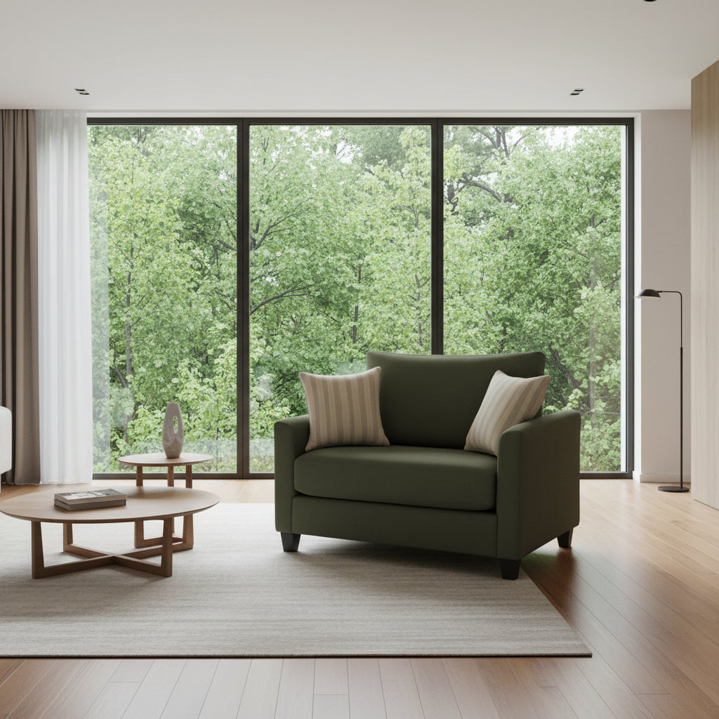 Charlie 1.5 Seater Fabric Sofa-Forest