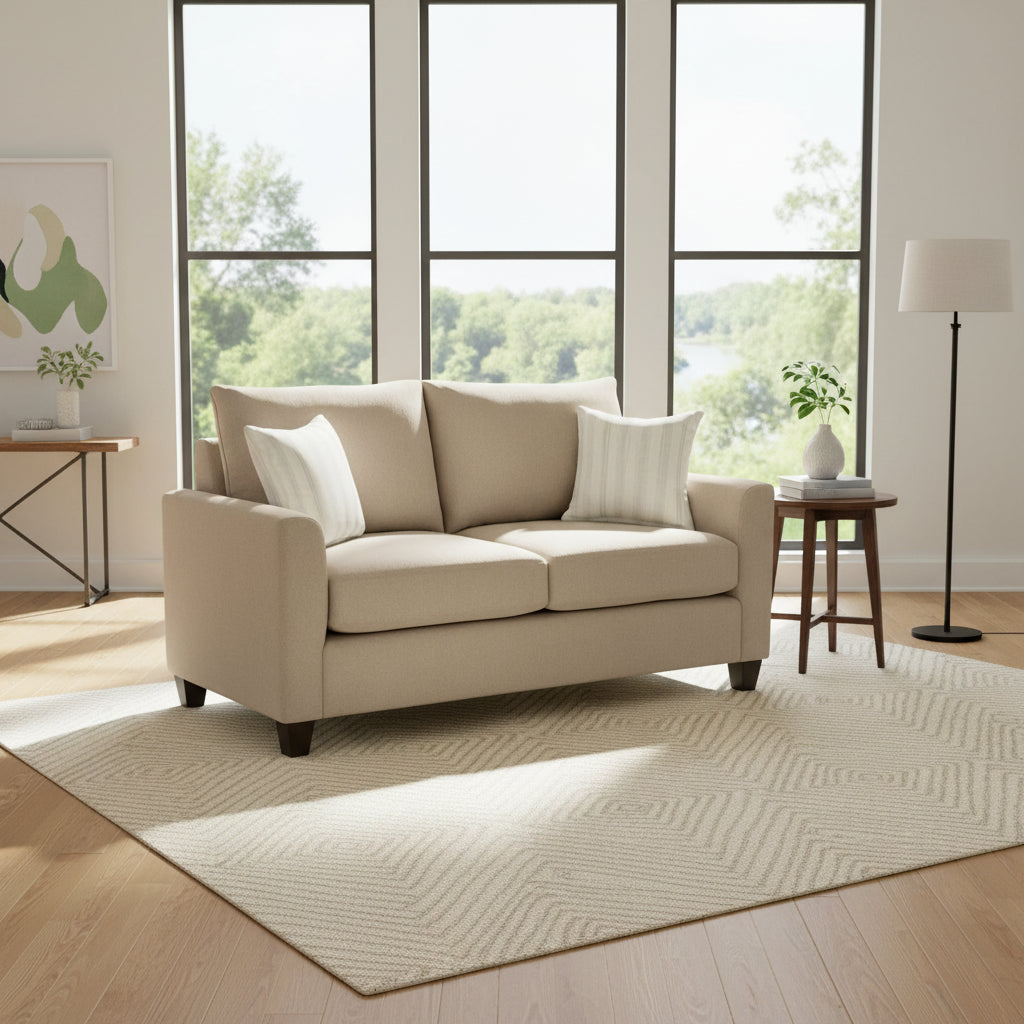 Charlie 2 Seater Fabric Sofa-Wheat