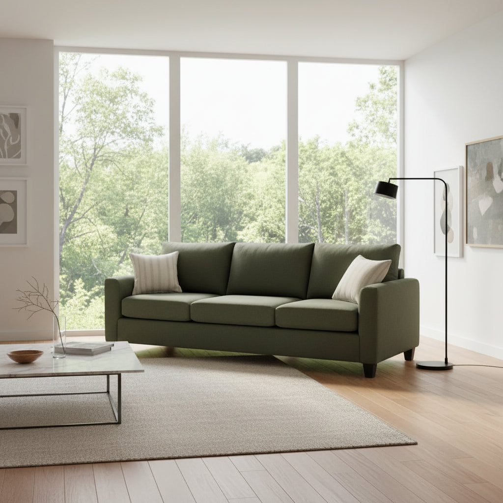 Charlie 3 Seater Fabric Sofa-Forest