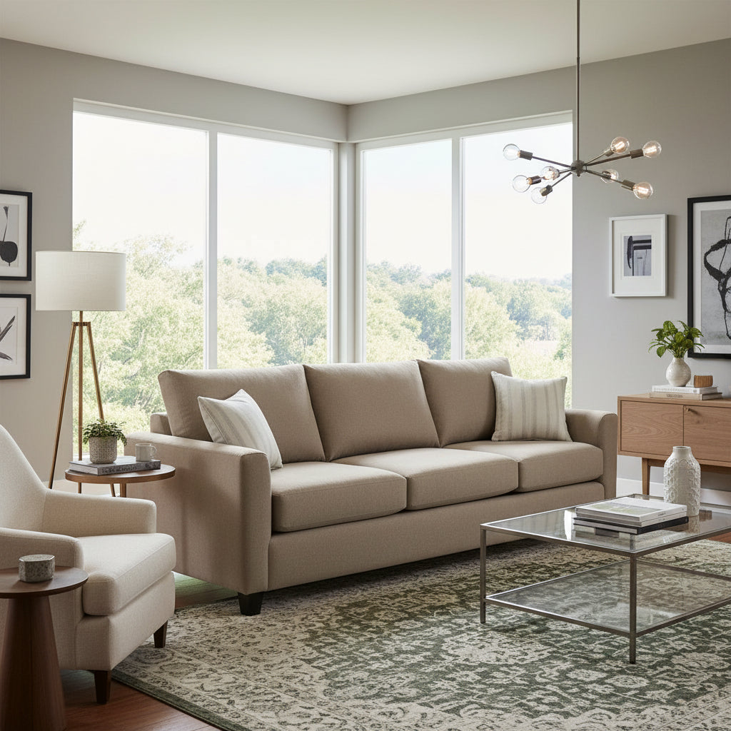 Charlie 3 Seater Fabric Sofa-Wheat