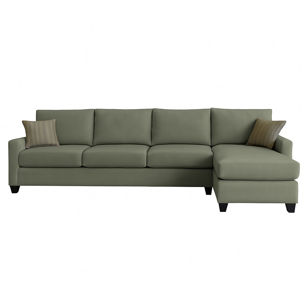 Charlie 4 Seater Chaise Fabric Sofa-Forest