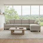 Charlie 4 Seater Chaise Fabric Sofa-Metal