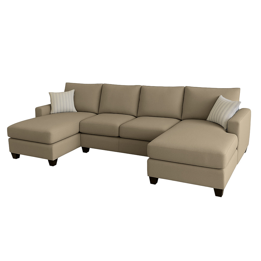Charlie 4 Seater Double Chaise Fabric Sofa-Wheat
