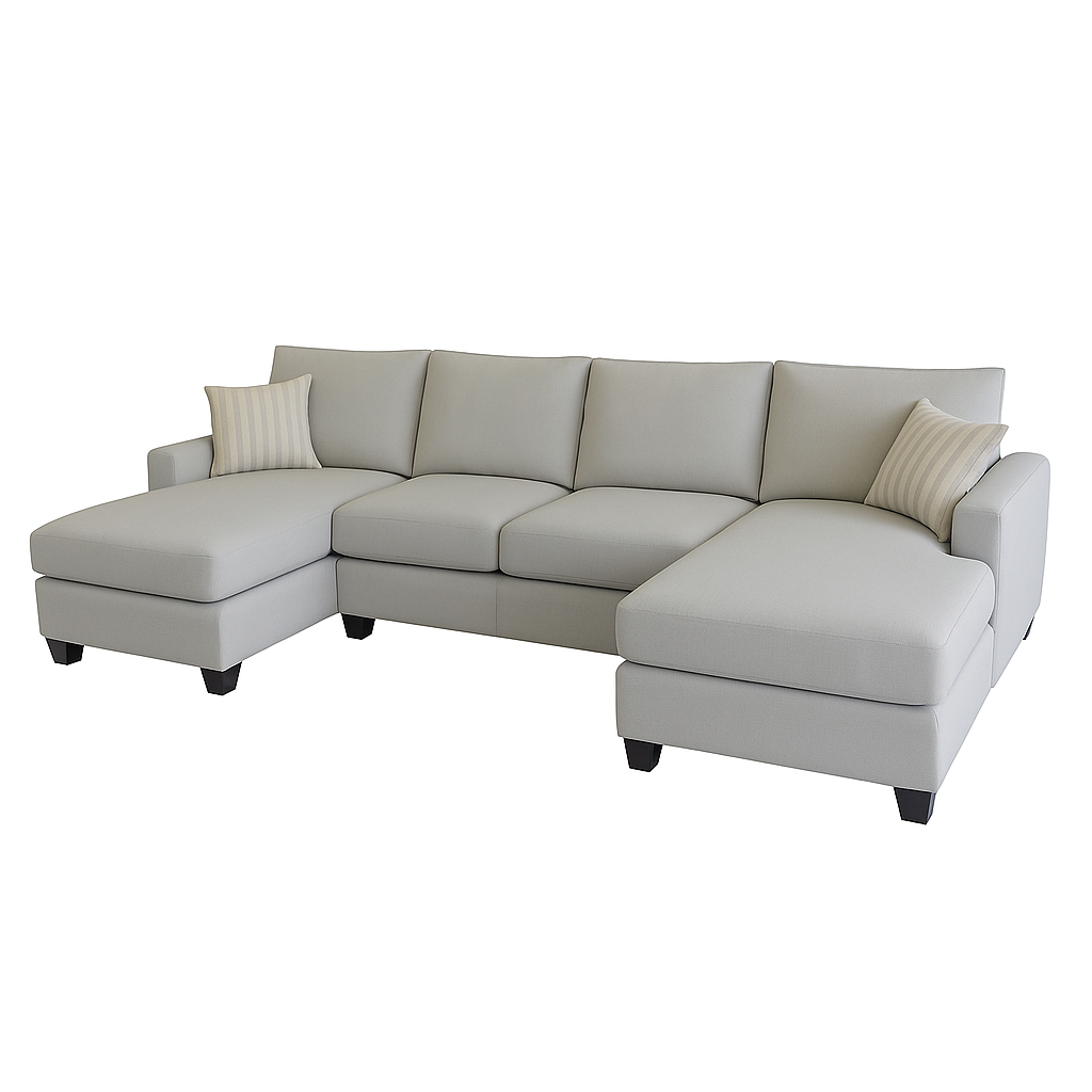 Charlie 4 Seater Double Chaise Fabric Sofa-Tusk