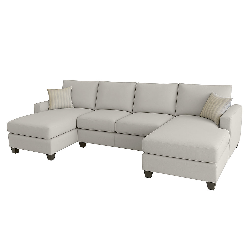 Charlie 4 Seater Double Chaise Fabric Sofa-Metal