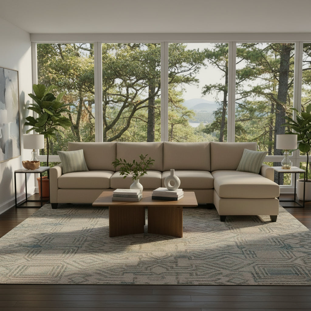 Charlie 4 Seater Chaise Fabric Sofa-Wheat