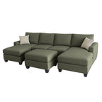 Charlie 4 Seater Double Chaise Fabric Sofa with Ottoman