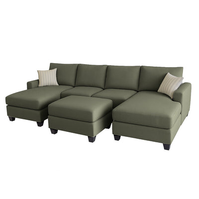 Charlie 4 Seater Double Chaise Fabric Sofa with Ottoman