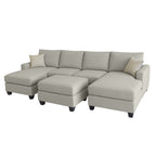Charlie 4 Seater Double Chaise Fabric Sofa with Ottoman