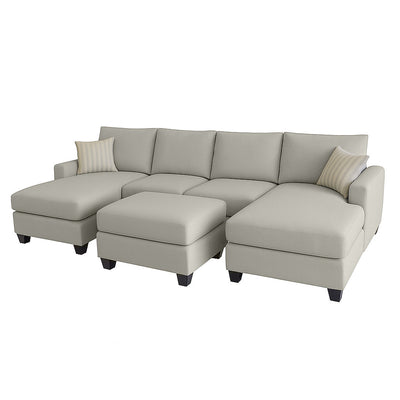 Charlie 4 Seater Double Chaise Fabric Sofa with Ottoman hover image