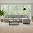 Charlie 4 Seater Chaise Fabric Sofa-Tusk