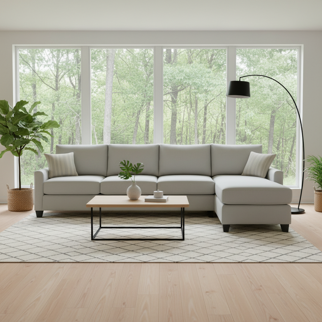 Charlie 4 Seater Chaise Fabric Sofa-Tusk