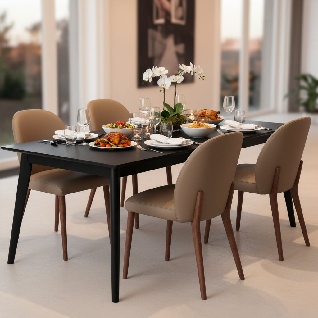 Chole Leather Dining Chair-Cognac