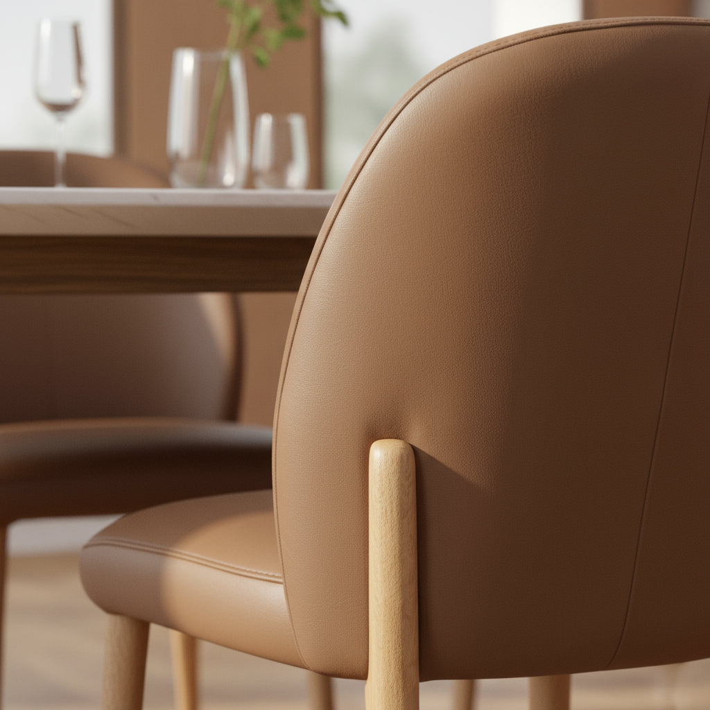 Chole Leather Dining Chair-Cognac