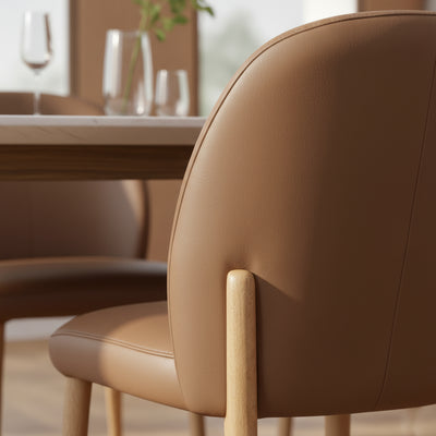Chole Leather Dining Chair-Cognac hover image