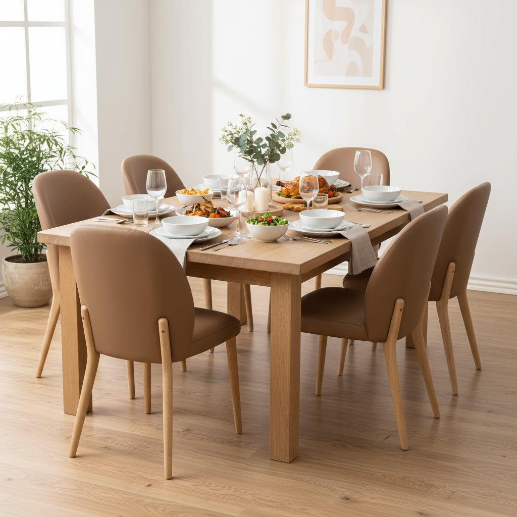 Chole Leather Dining Chair-Cognac