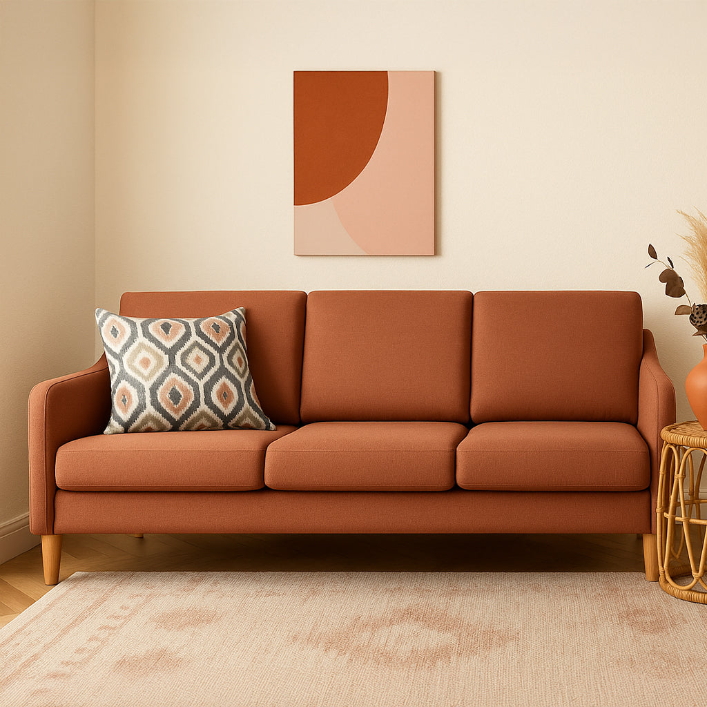 Converse 3 Seater Fabric Sofa-Coral