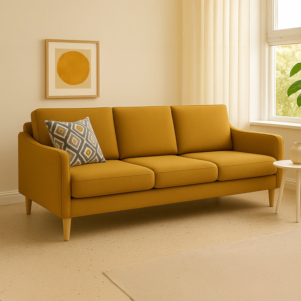 Converse 3 Seater Fabric Sofa-Honey