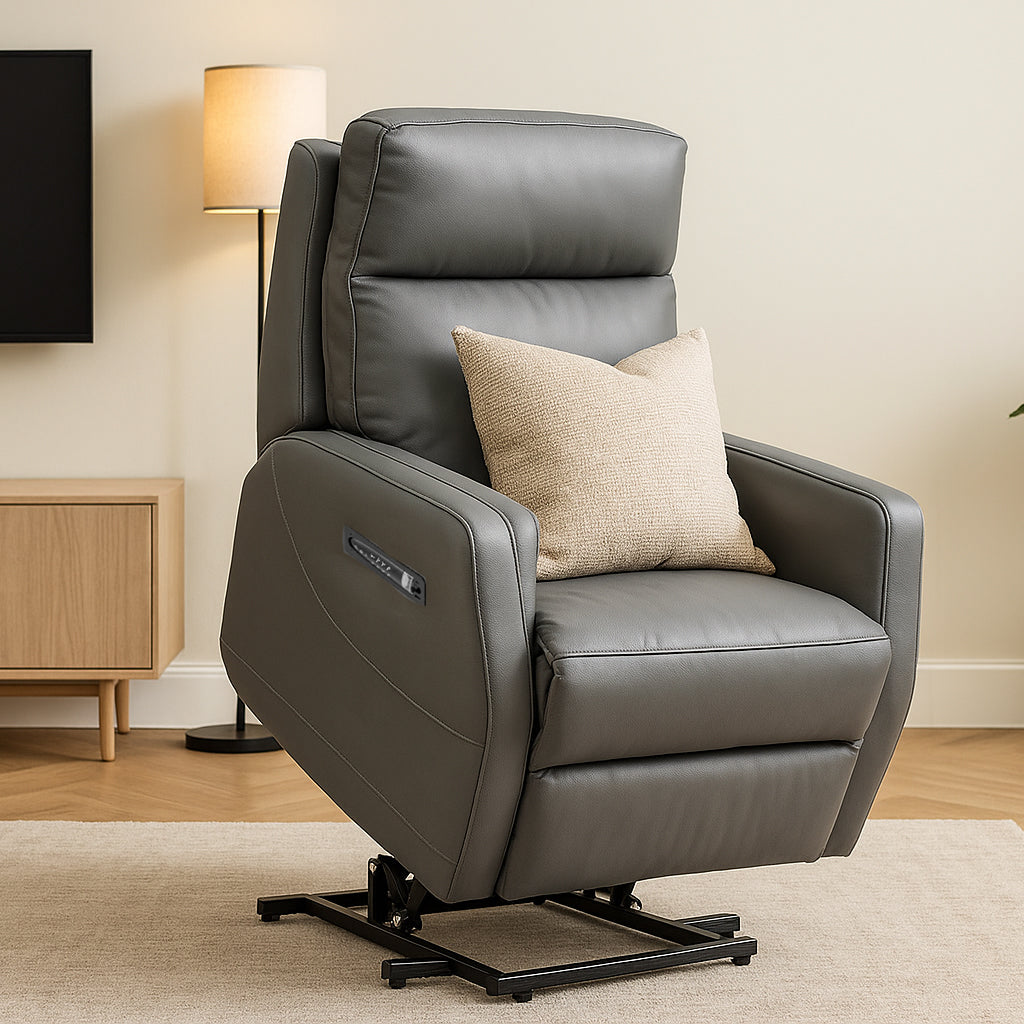 Cosmo Leather Lift Chair-Light Grey