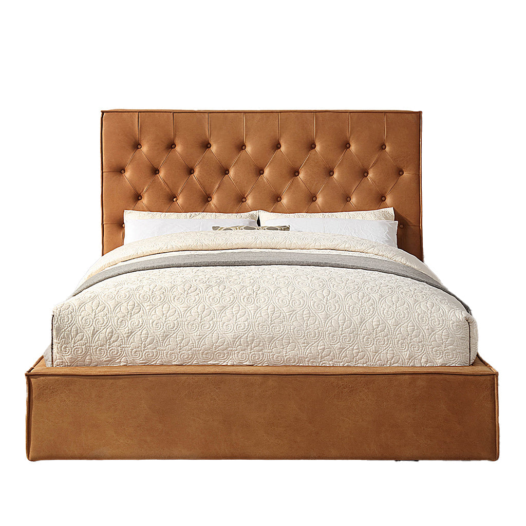 Crest King Bed with Gaslift Base-Cognac